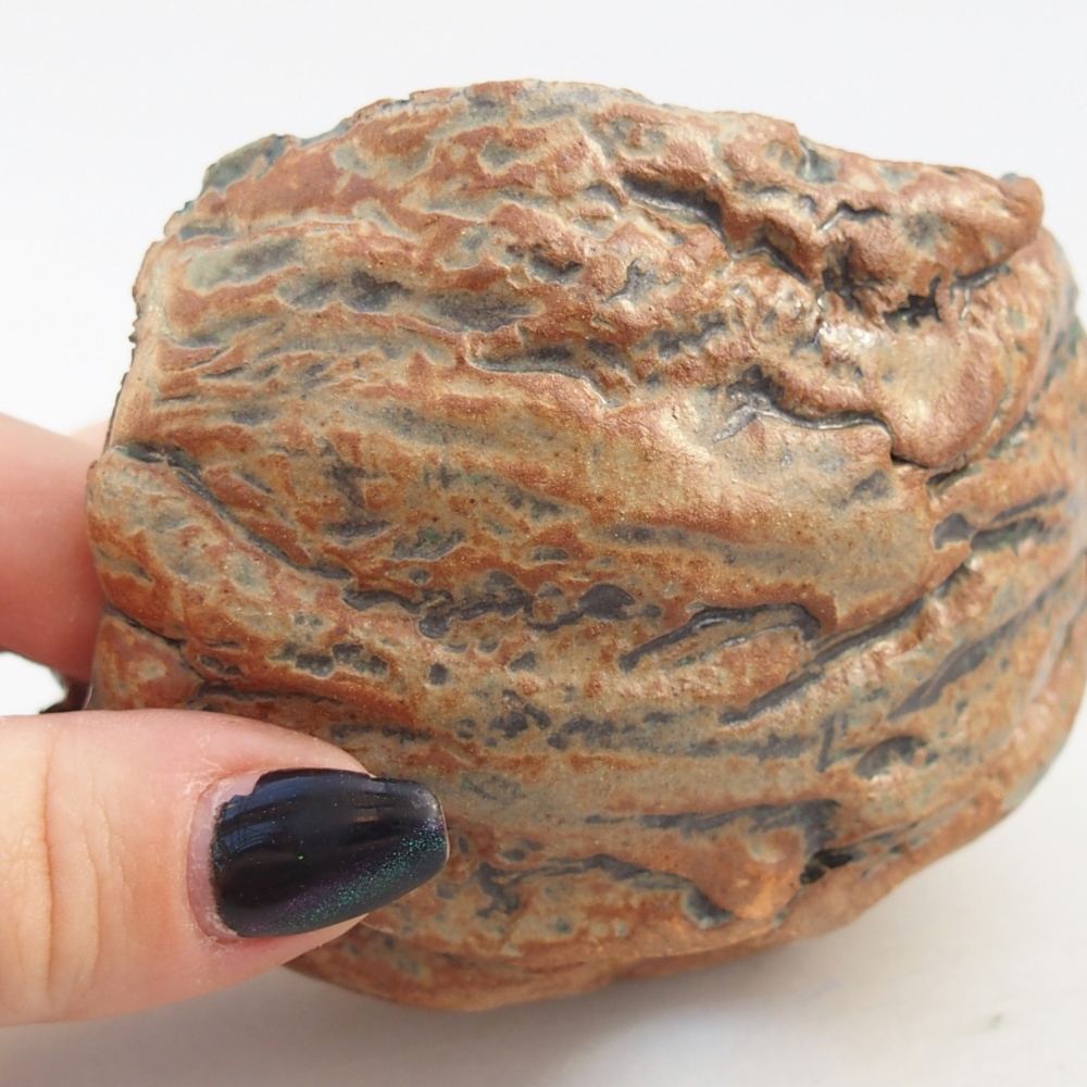 Keramisch Schelp 9,5 x 9,5 x 6,5 cm , kleur bruin-groen