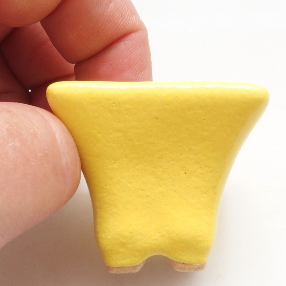 Bonsaischaal van keramiek 3,5 x 3,5 x 3 cm, geel