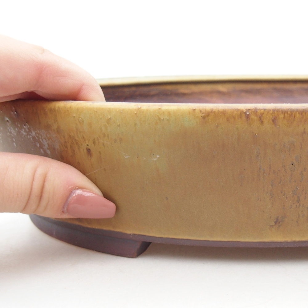 Bonsaischaal van keramiek 28 x 24,5 x 6 cm, groen