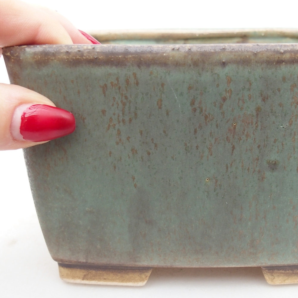 Bonsaischaal van keramiek 12,5 x 12,5 x 8 cm, groen