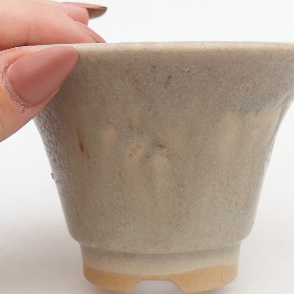 Bonsaischaal van keramiek 10,5 x 10,5 x 7 cm, grijs