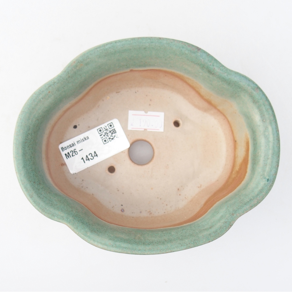 Bonsaischaal van keramiek 13,5 x 11 x 5,5 cm, groen