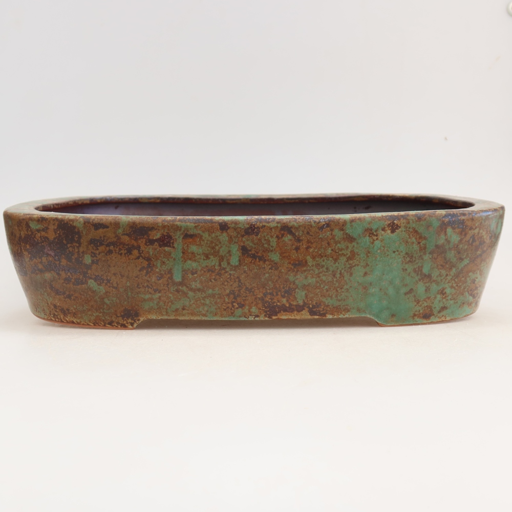 Bonsaischaal van keramiek 32 x 24,5 x 6,5 cm, kleur bruin-groen