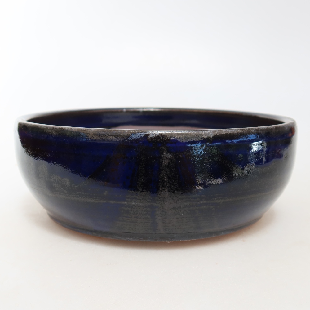Bonsaischaal van keramiek 16 x 16 x 5,5 cm, kleur blauw