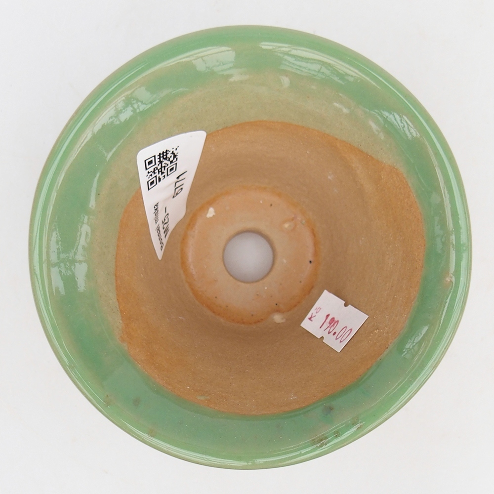 Bonsaischaal van keramiek 10,5 x 10,5 x 7 cm, groen