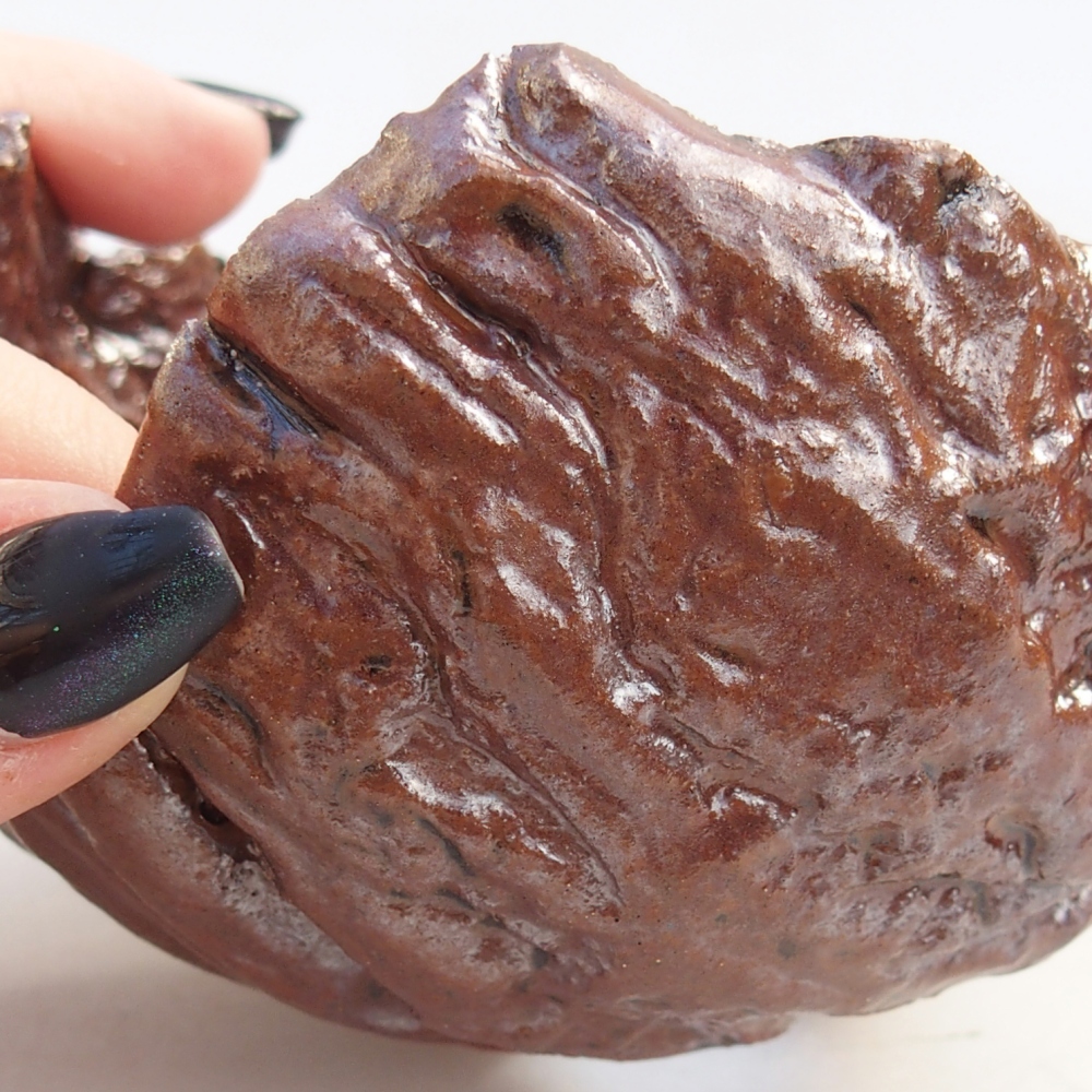 Schelp van keramiek 10 x 10 x 7 cm , kleur bruin