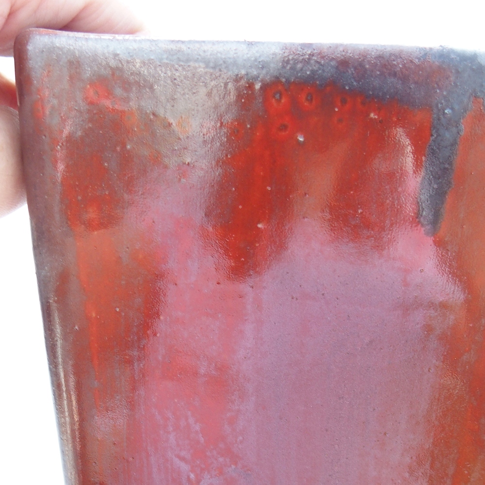 Bonsaischaal van keramiek 15 x 15 x 19 cm, kleur rood