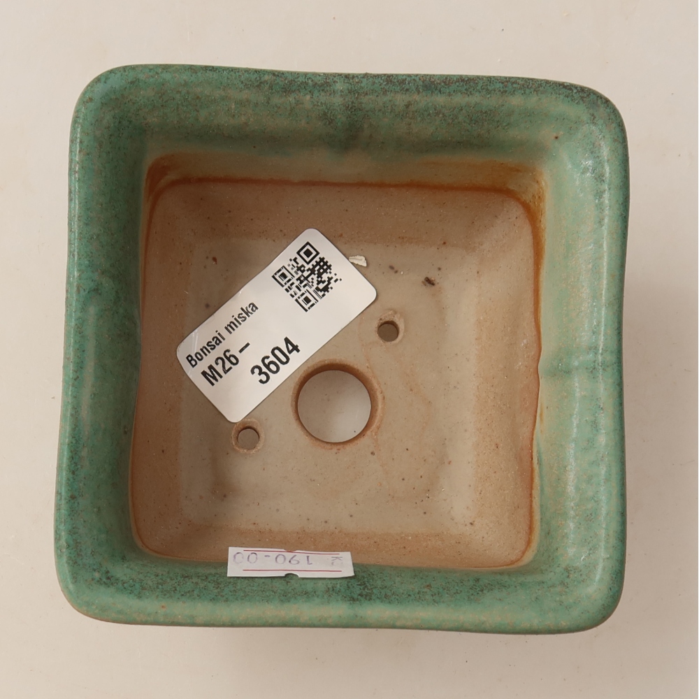 Keramische bonsaipot 9,5 x 9,5 x 5,5 cm, kleur groen