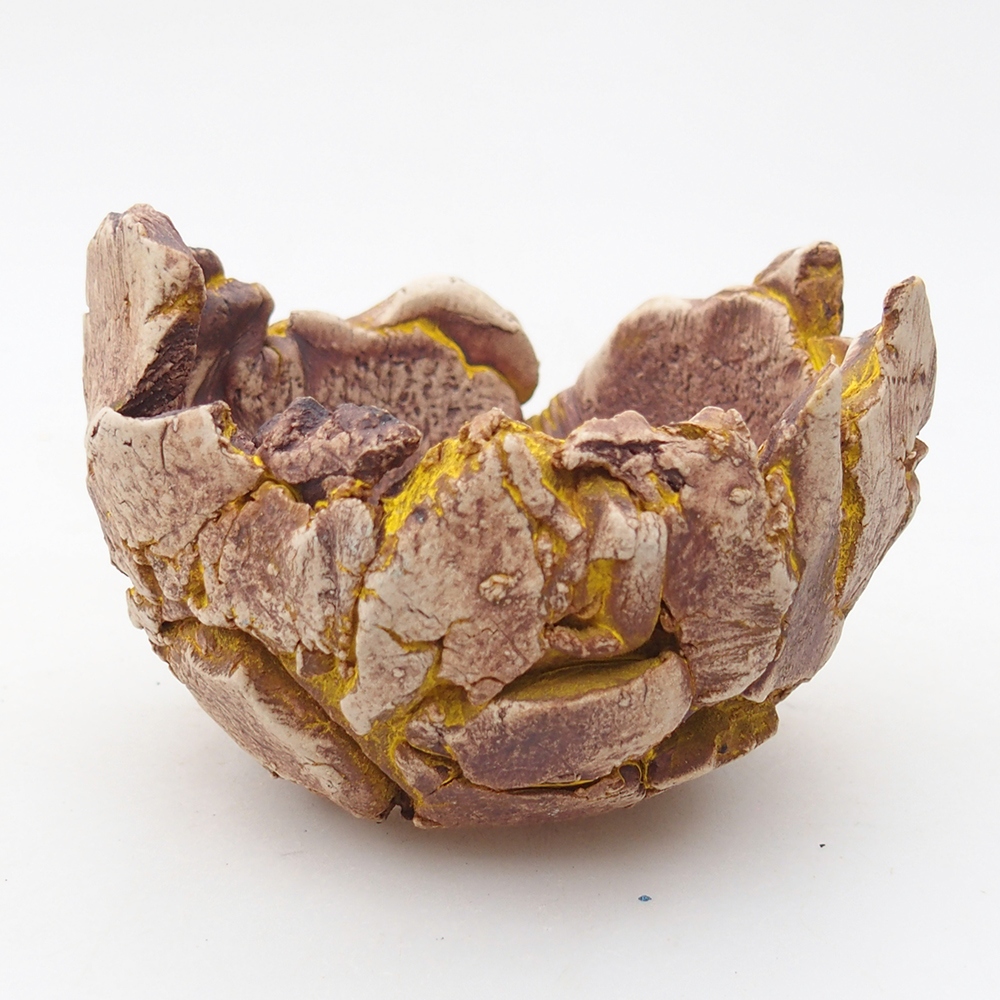 Keramisch Schelp 9,5 x 9 x 7 cm , kleur geel