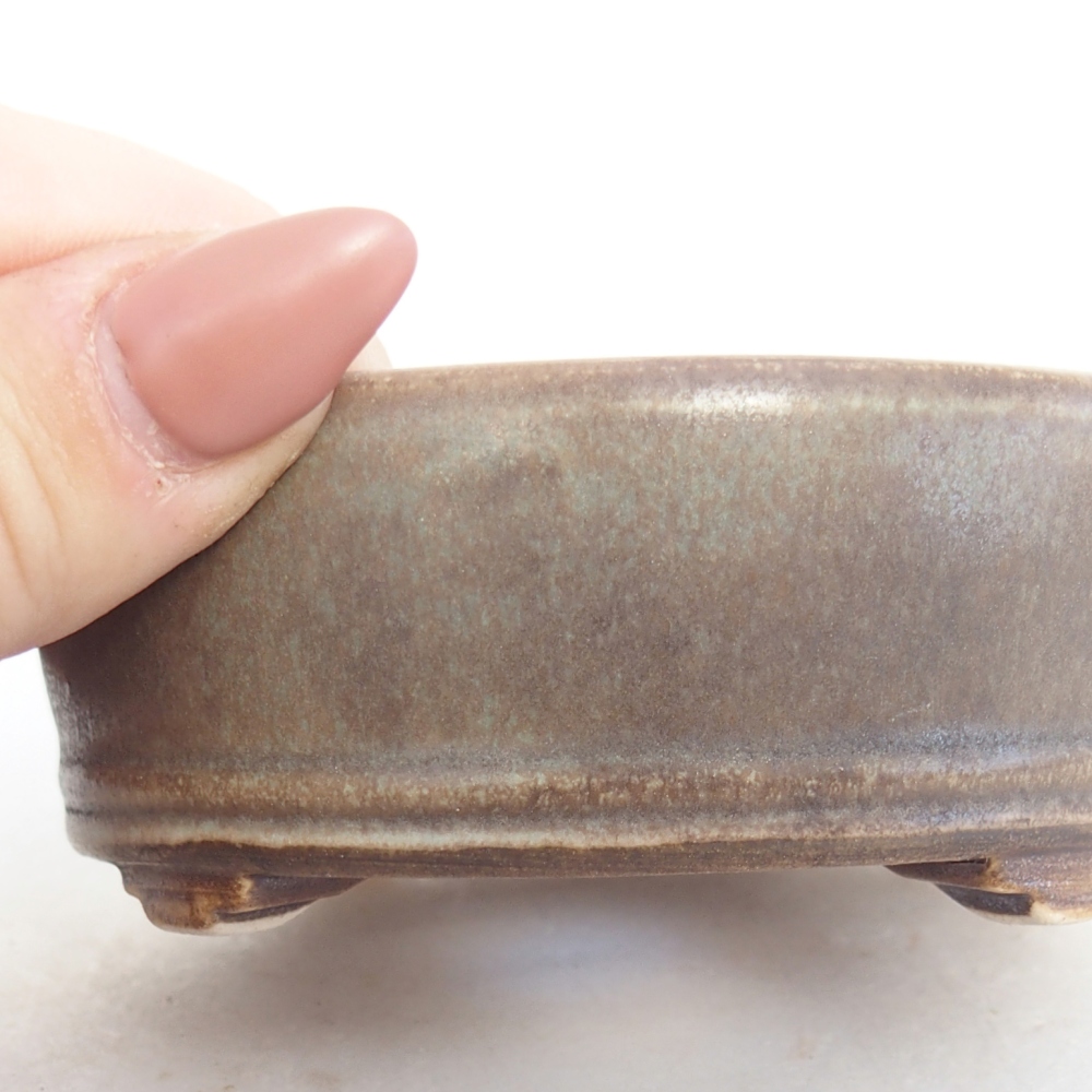 Bonsaischaal van keramiek 9 x 9 x 3,5 cm, groen