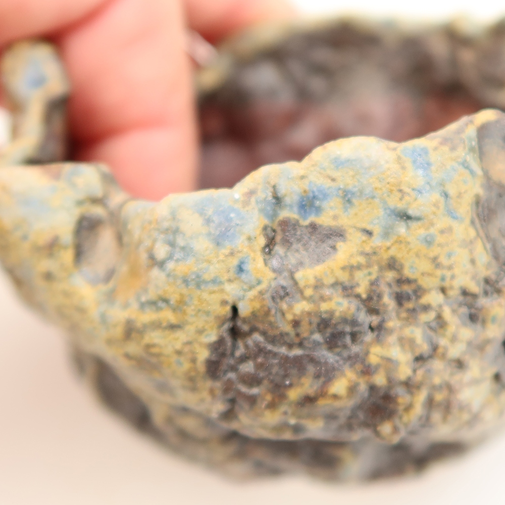 Keramische schaal  7,5 x 7 x 5 cm , kleur: blauw