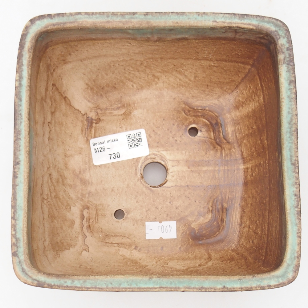 Bonsaischaal van keramiek 16 x 16 x 9,5 cm, groen