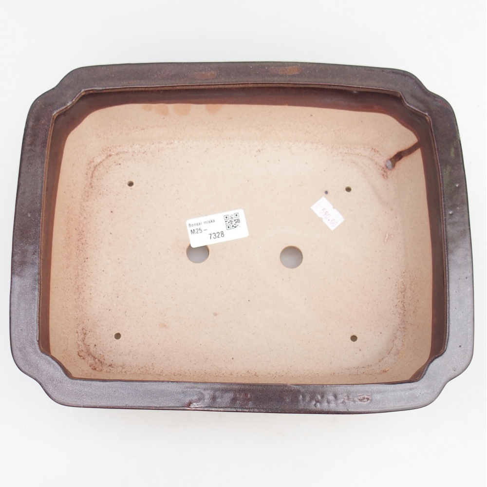 Bonsaischaal van keramiek 27,5 x 22 x 7 cm, bruin