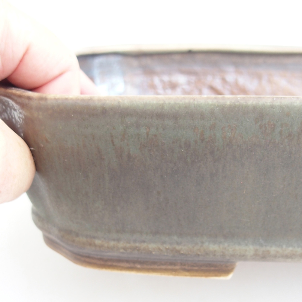 Bonsaischaal van keramiek 24 x 20,5 x 6 cm, groen