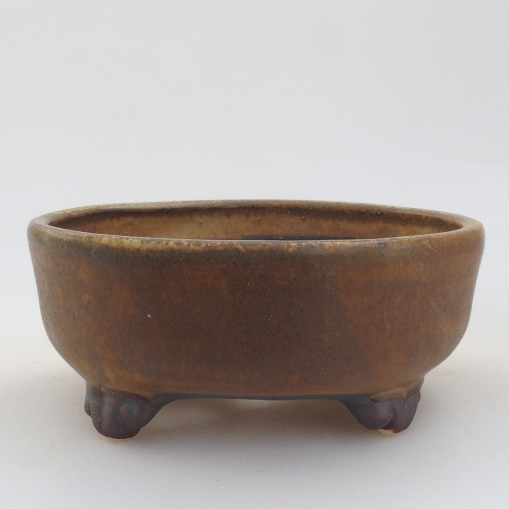 Bonsaischaal van keramiek 10 x 8,5 x 4 cm, bruin