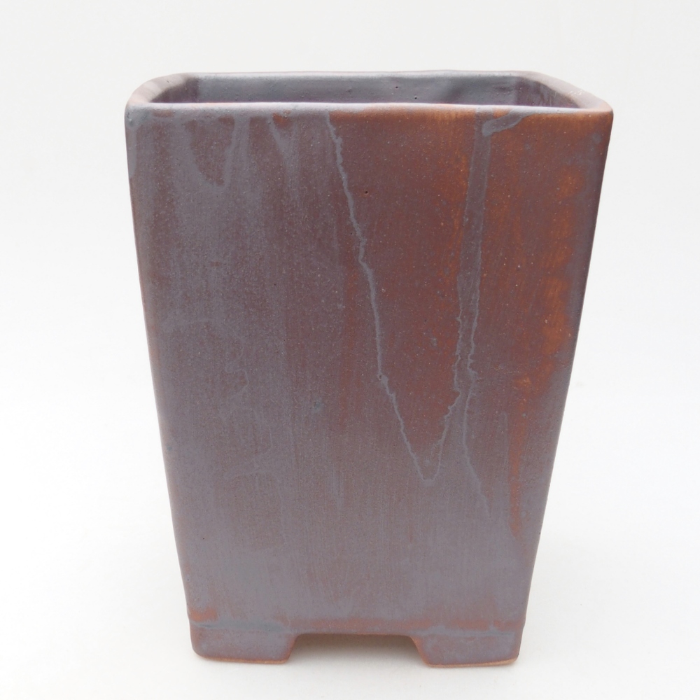 Bonsaischaal van keramiek 15 x 15 x 19,5 cm, metaalkleur