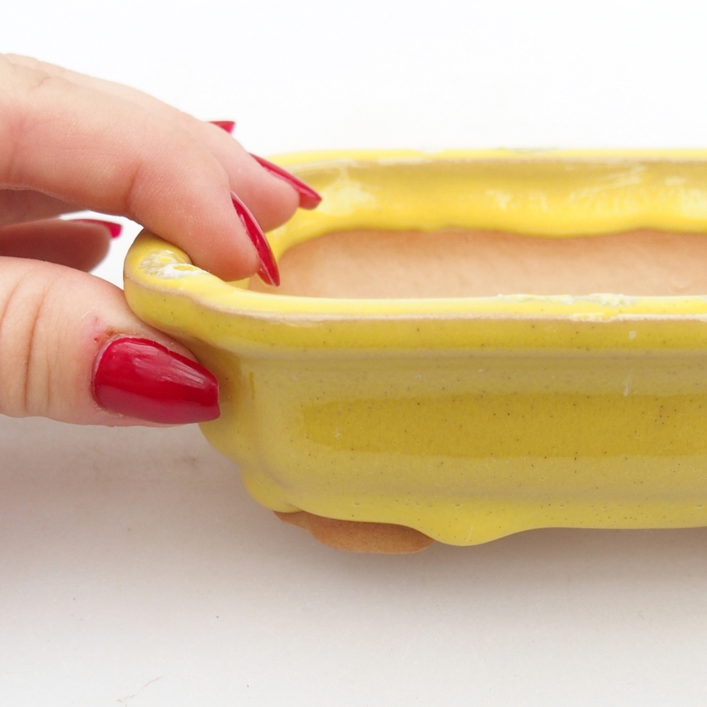 Bonsaischaal van keramiek 26 x 26 x 8 cm, kleur rood