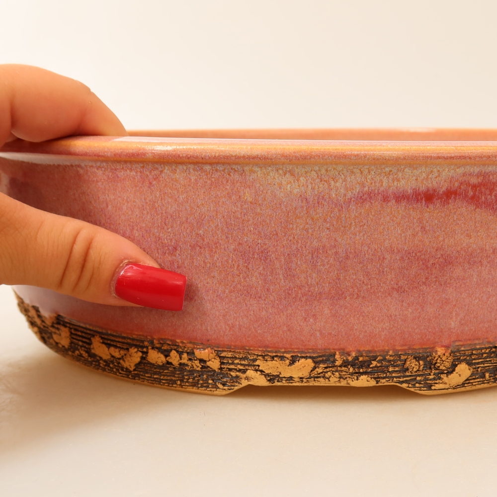 Keramische bonsaipot 27,5 x 27,5 x 7,5 cm, kleur: roze