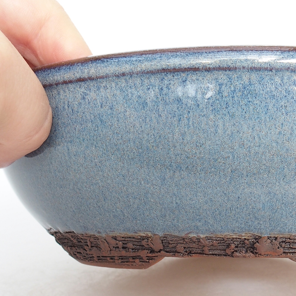 Bonsaischaal van keramiek 19,5 x 19,5 x 6 cm, kleur blauw