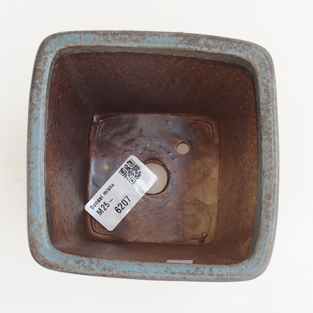 Bonsaischaal van keramiek 10 x 10 x 12 cm, kleur blauw