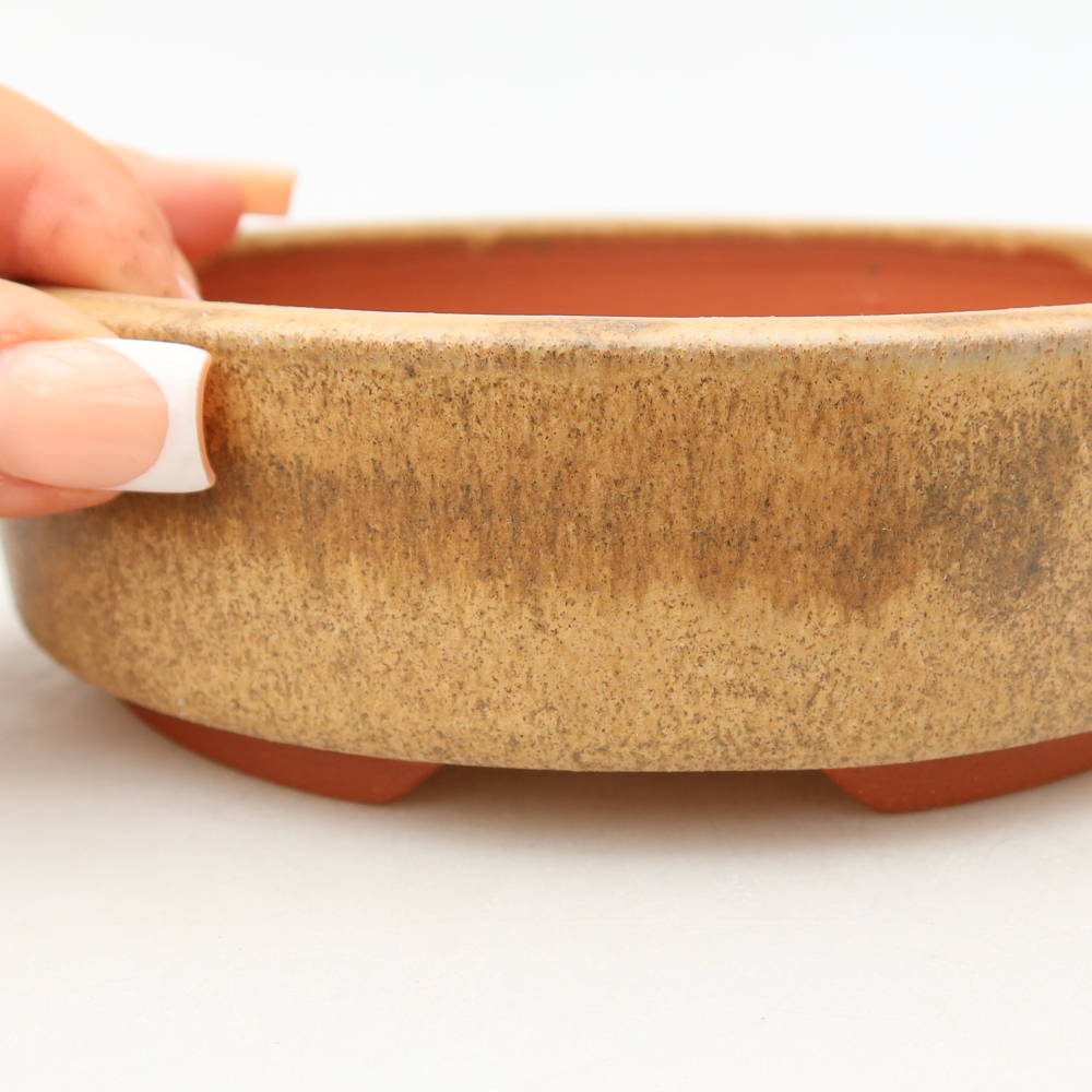 Bonsaischaal van keramiek 15 x 15 x 4,5 cm, bruin