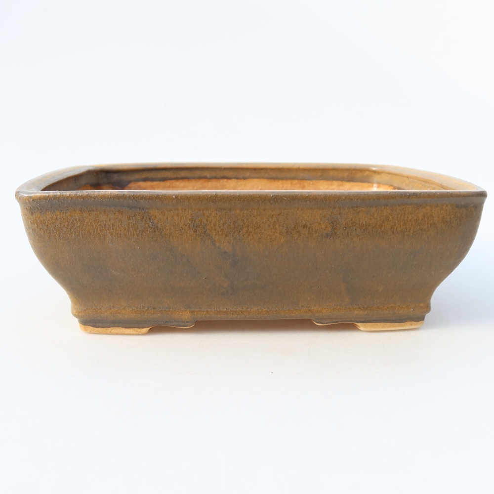 Keramische bonsaischaal 18,5 x 15,5 x 6 cm, kleur bruin
