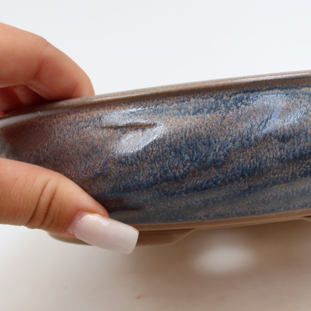 Keramische bonsaipot 22,5 x 22,5 x 5 cm, kleur: blauw