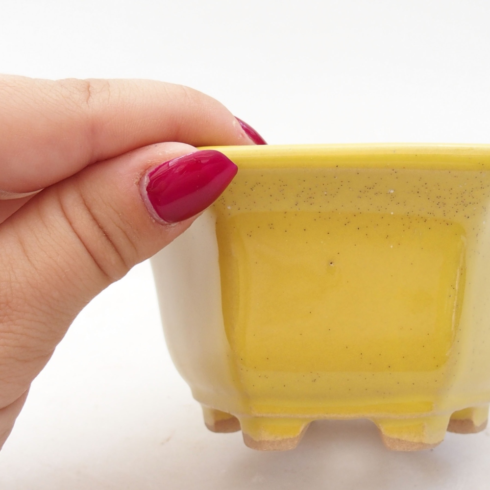 Bonsaischaal van keramiek 10,5 x 9,5 x 5,5 cm, geel