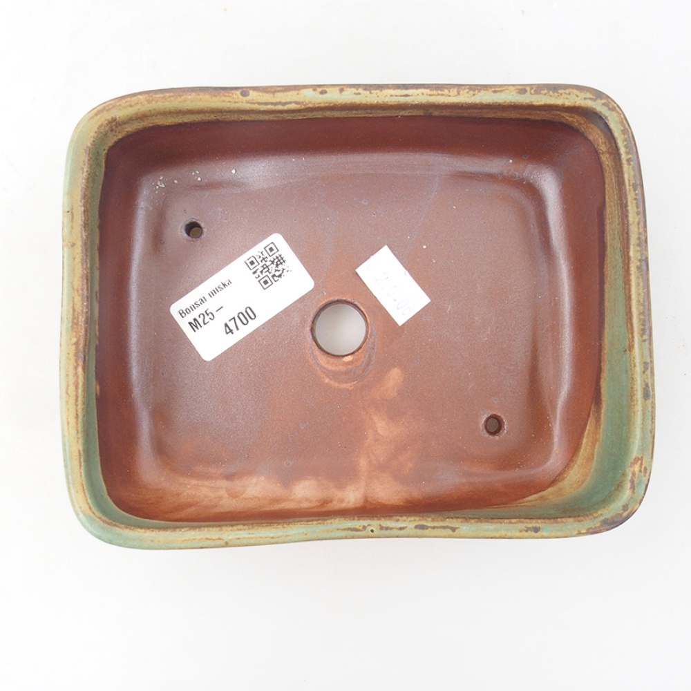 Bonsaischaal van keramiek 15 x 12 x 4,5 cm, groen