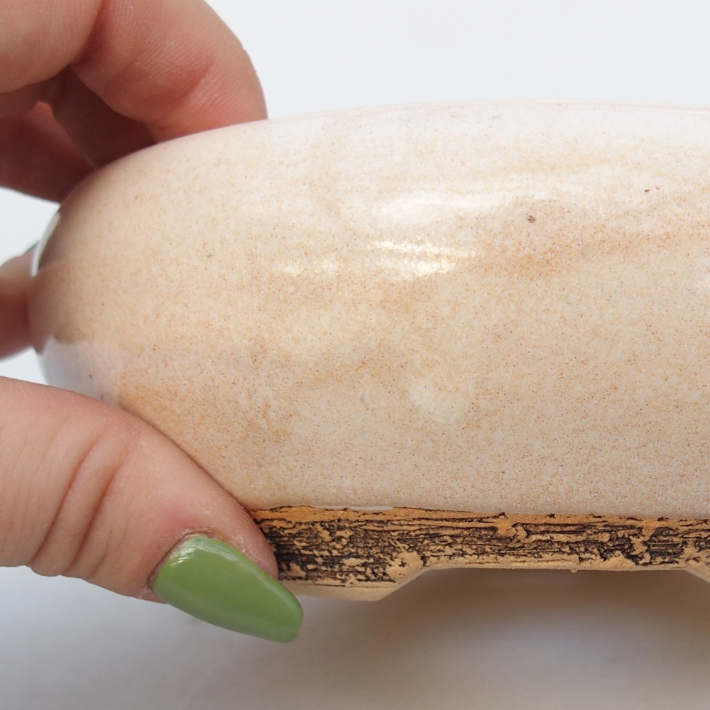 Bonsaischaal van keramiek 14,5 x 14,5 x 5,5 cm, kleur beige