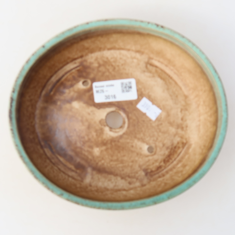 Bonsaischaal van keramiek 18,5 x 16,5 x 4,5 cm, groen