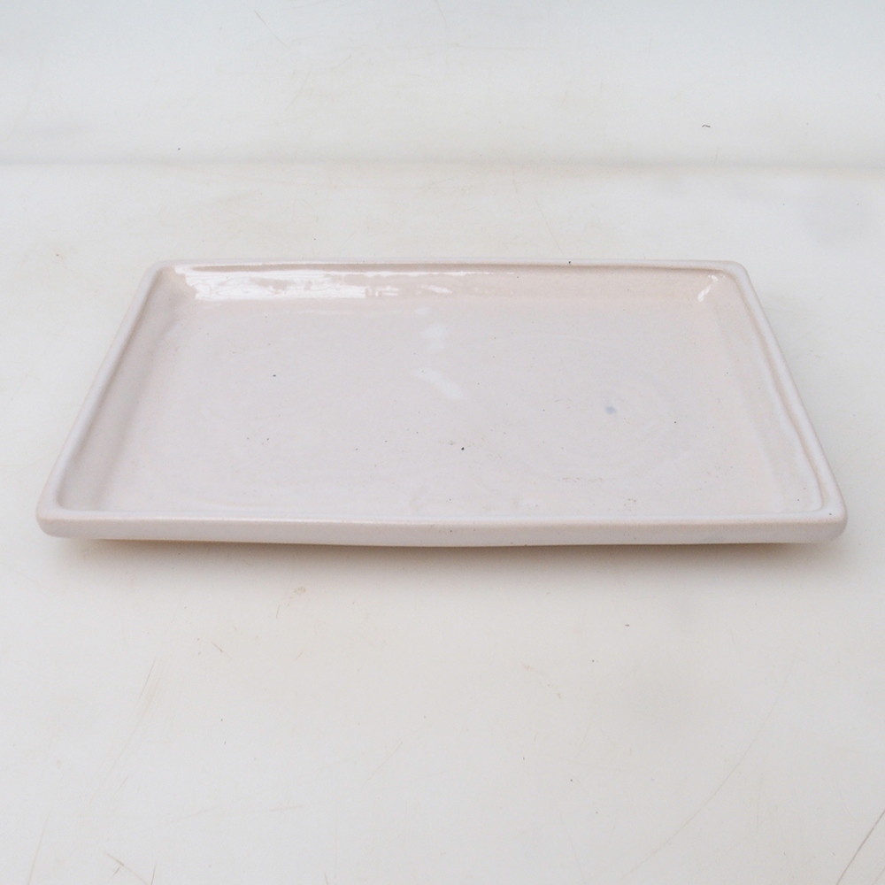 Bonsai schotel rechthoek 19,5 x 14 x 1,5 cm - wit