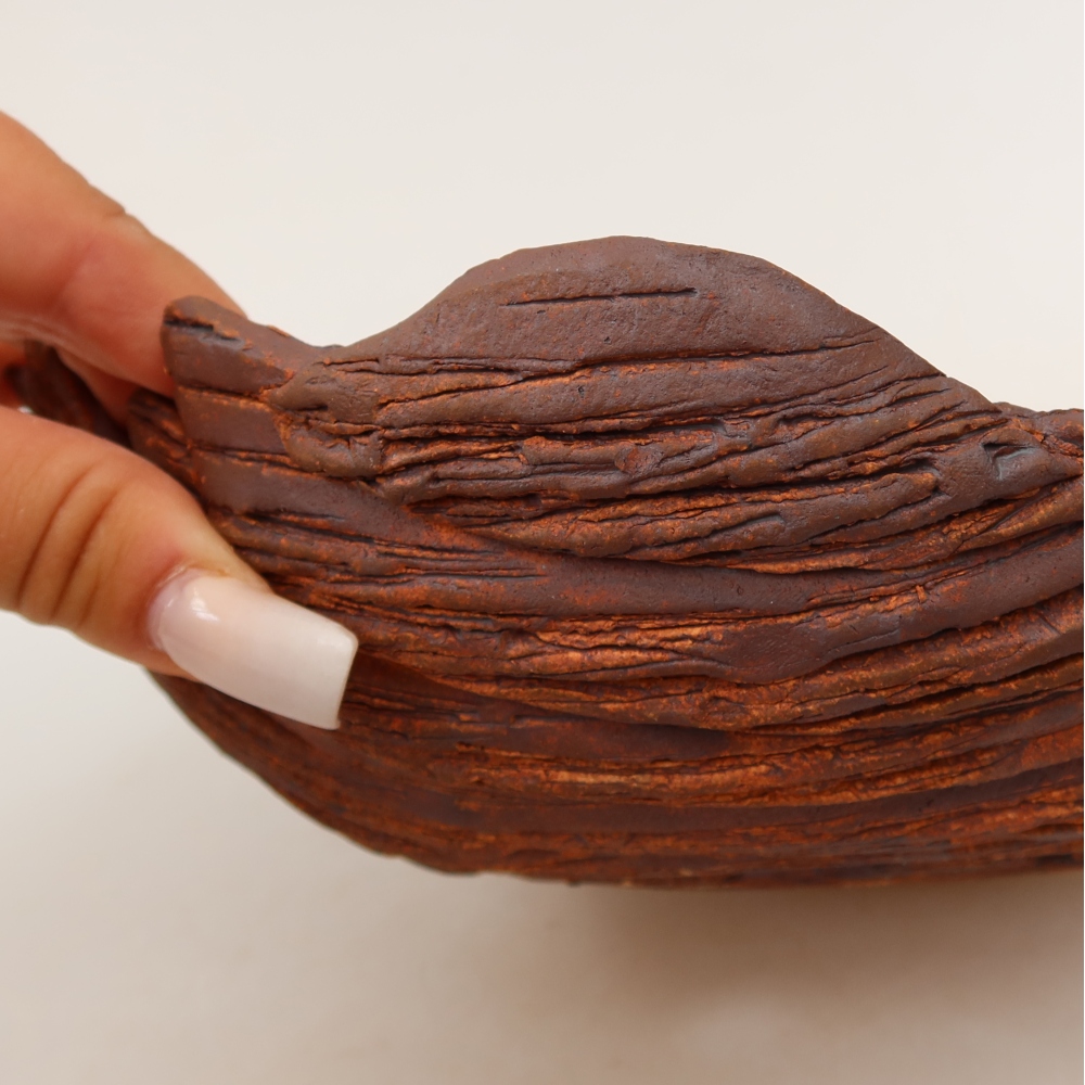 Keramische schaal  21,5 x 16,5 x 8 cm, kleur bruin