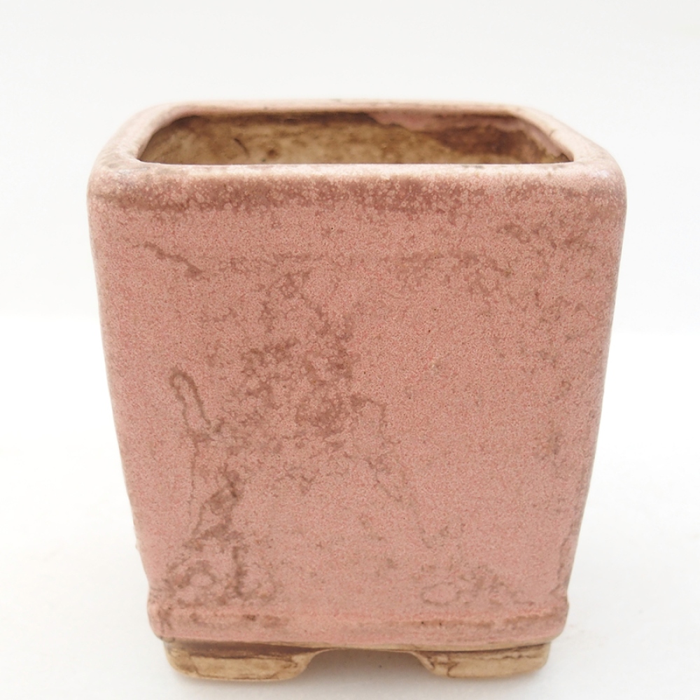 Bonsaischaal van keramiek 6,5 x 6,5 x 7 cm, roze