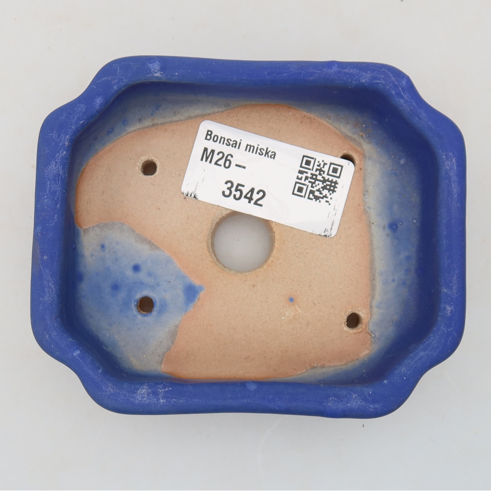 Bonsaischaal van keramiek 10 x 8 x 2,5 cm, kleur blauw
