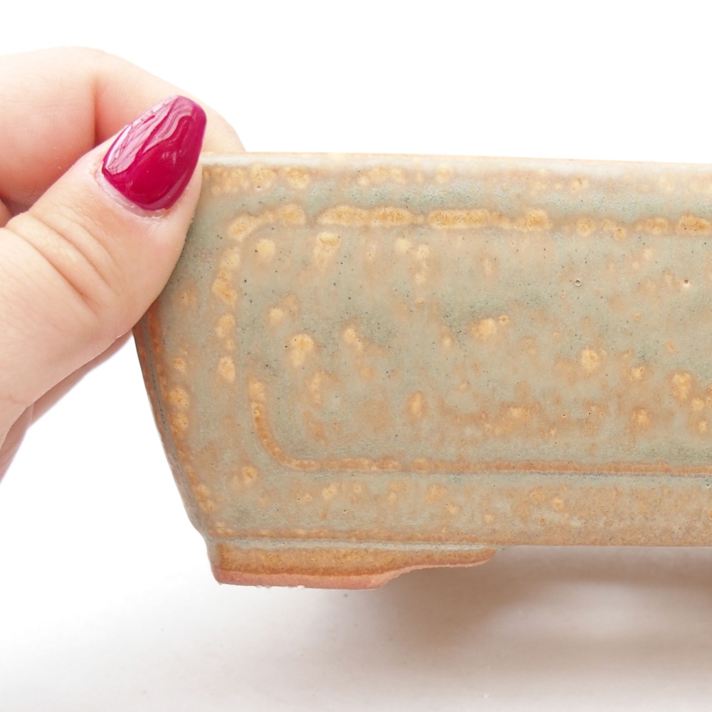 Bonsaischaal van keramiek 16 x 12 x 6 cm, groen