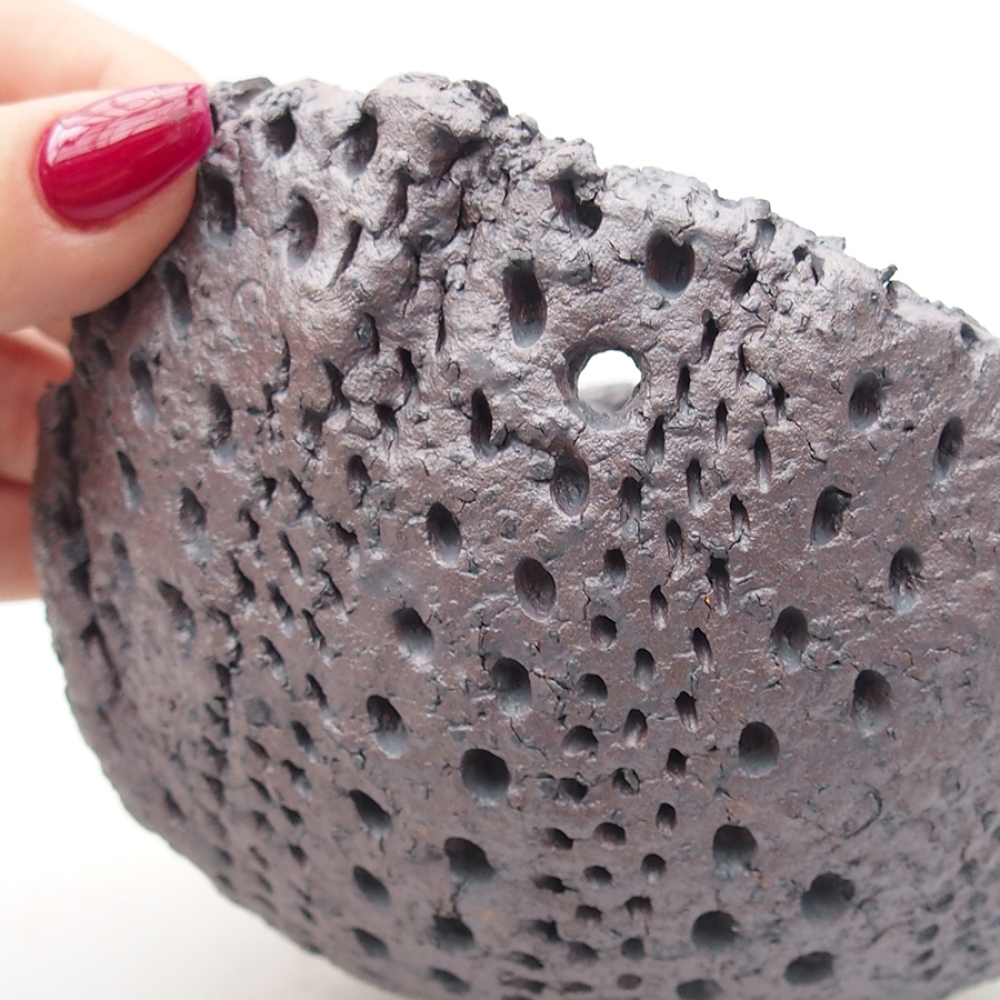 Keramische schaal 14 x 12,5 x 8 cm , metaalkleur