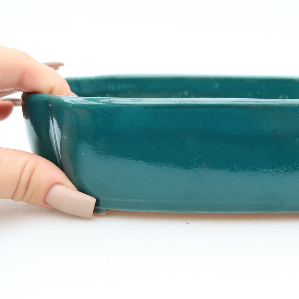 Keramische bonsaipot 18,5 x 13 x 5 cm, kleur groen