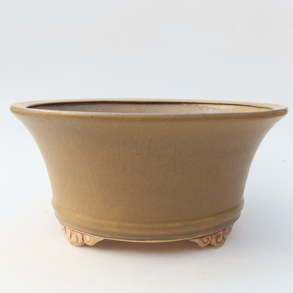 Keramische bonsaischaal 24,5 x 24,5 x 11,5 cm, kleur bruin