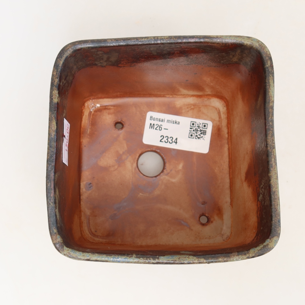 Keramische bonsaipot 10,5 x 10,5 x 8,5 cm, kleur bruin