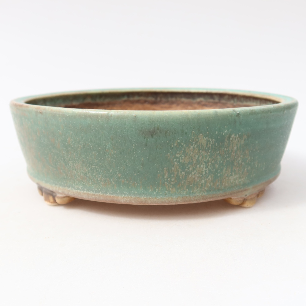 Bonsaischaal van keramiek 15,5 x 15,5 x 5 cm, groen