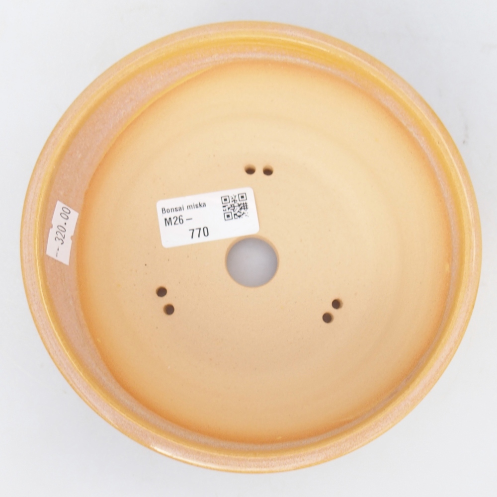 Bonsaischaal van keramiek 16 x 16 x 5,5 cm, kleur bruin-geel