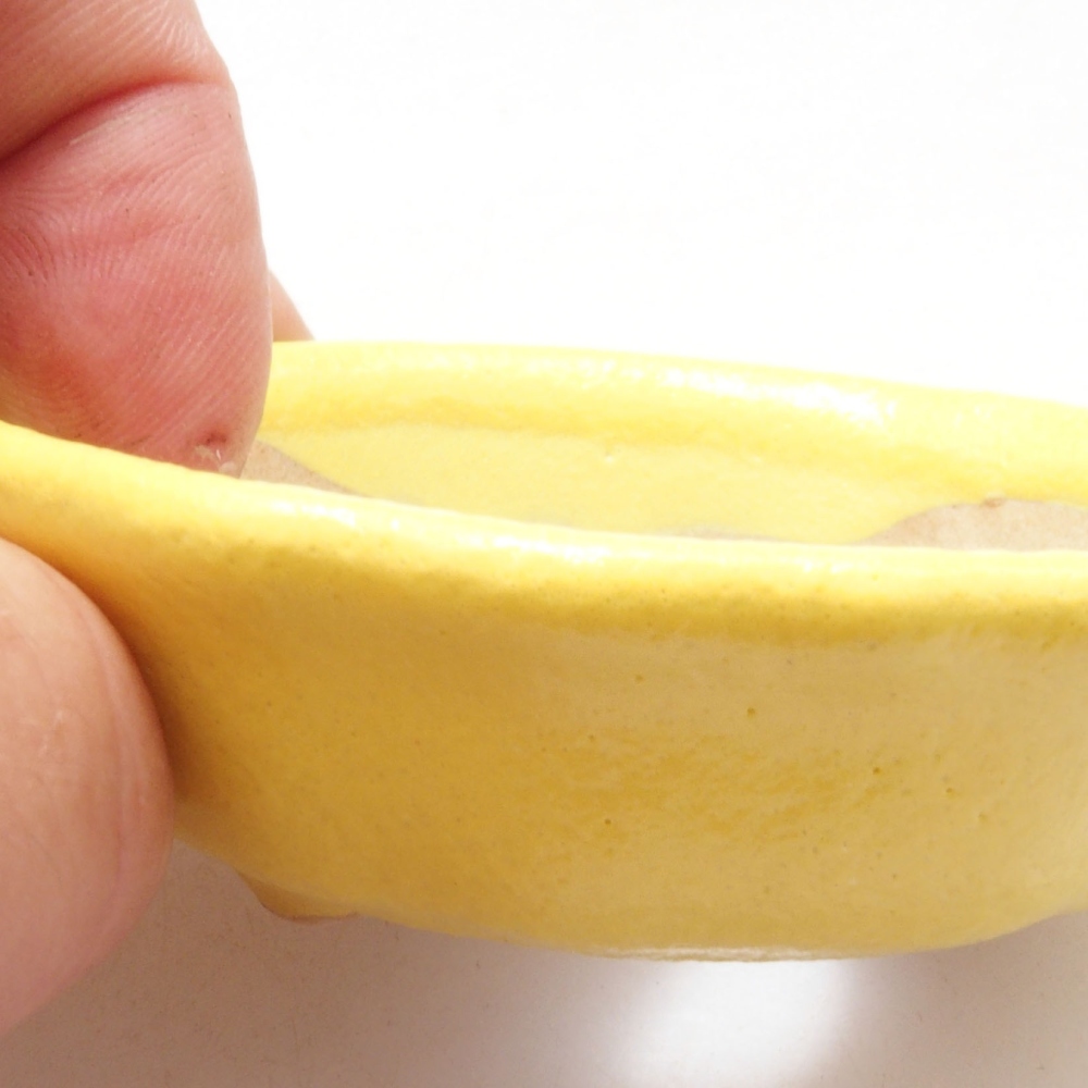 Bonsaischaal van keramiek 7 x 7 x 2 cm, geel