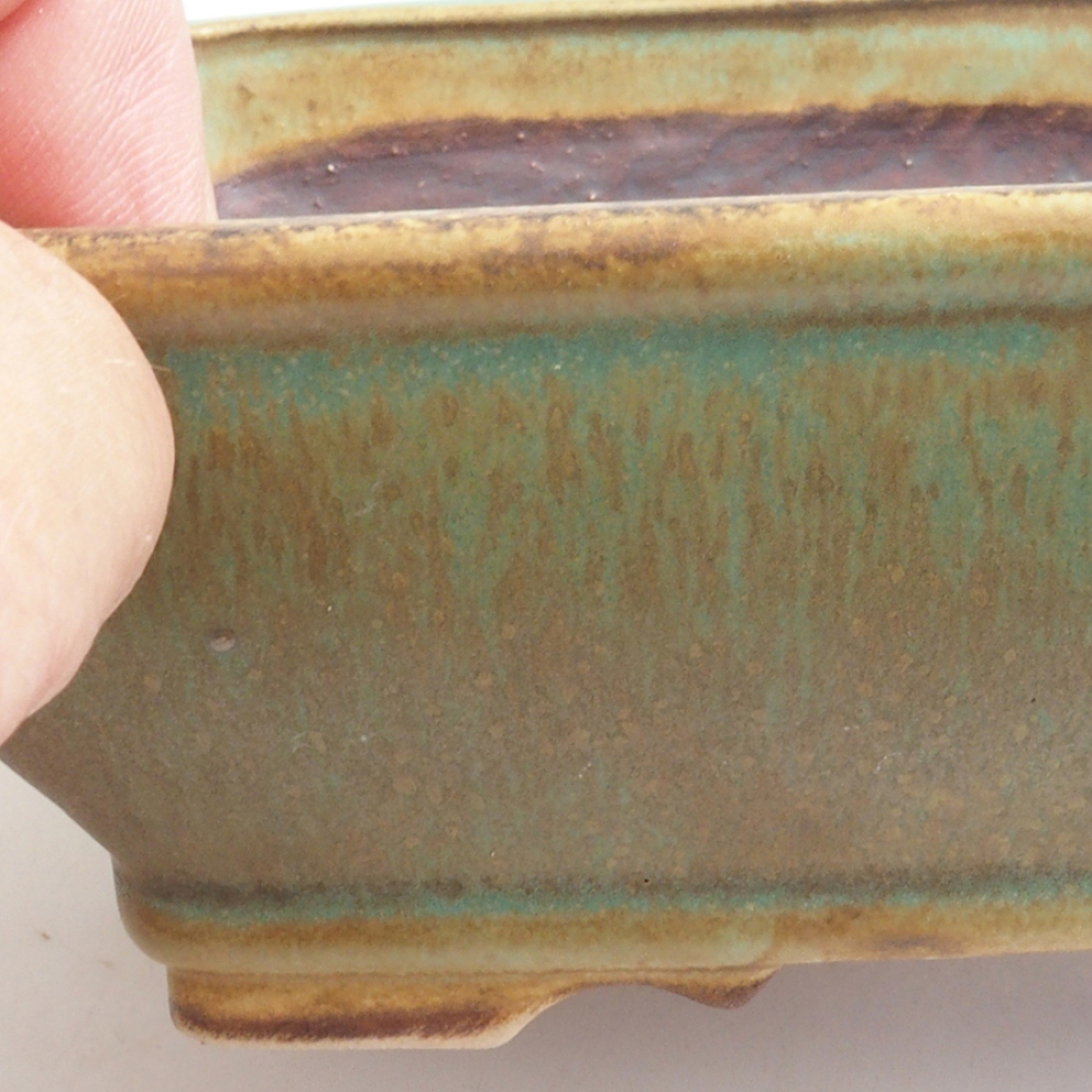 Bonsaischaal van keramiek 10 x 8,5 x 4 cm, bruin