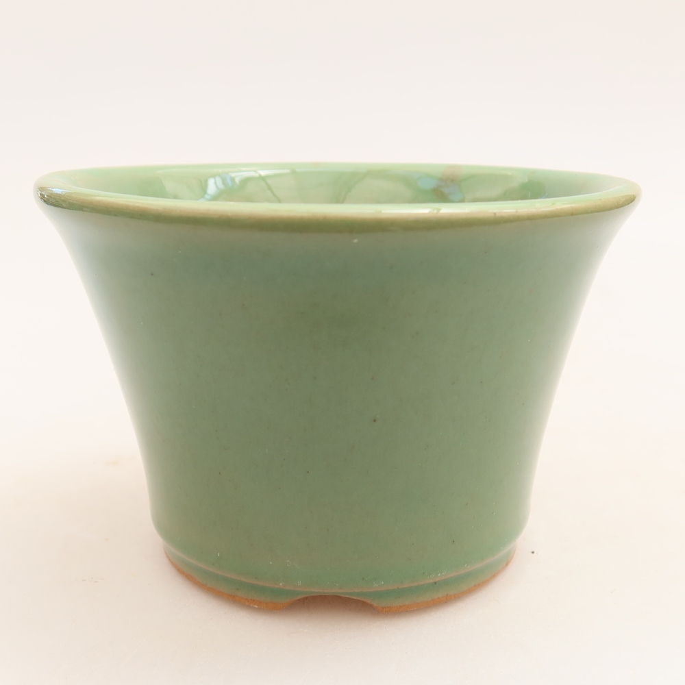 Bonsaischaal van keramiek 11 x 11 x 7 cm, groen