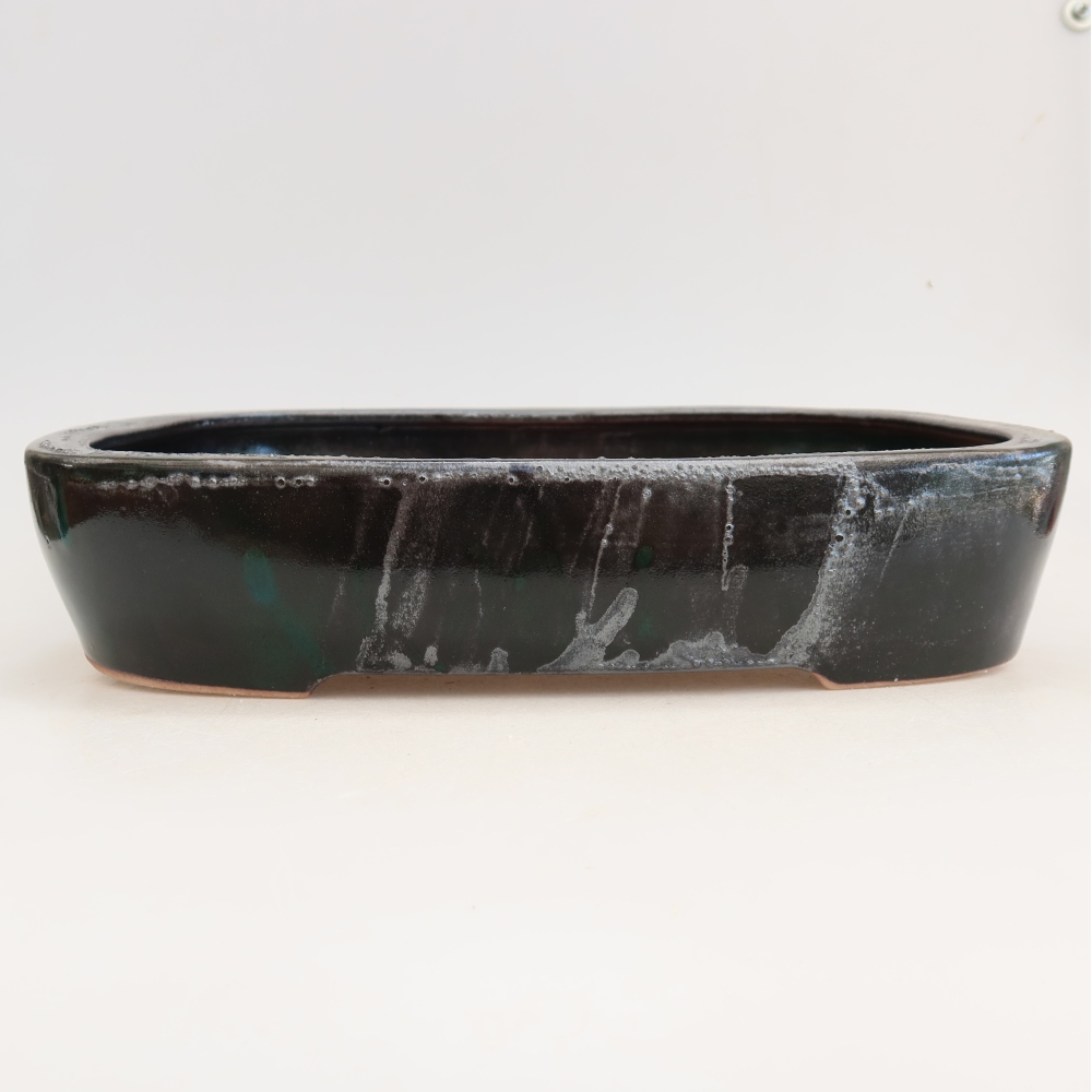 Keramische bonsaischaal 32 x 24,5 x 6,5 cm, kleur groen