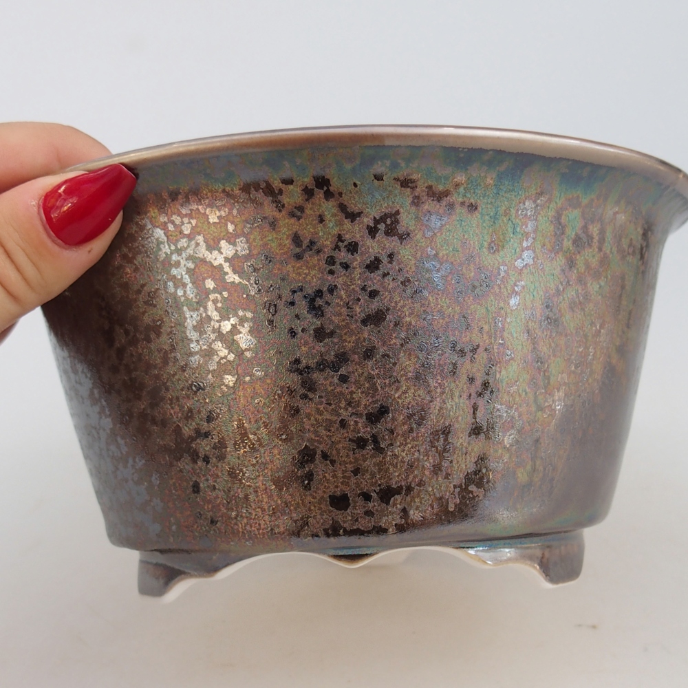 Bonsaischaal van keramiek 16 x 16 x 8,5 cm, goudkleurig