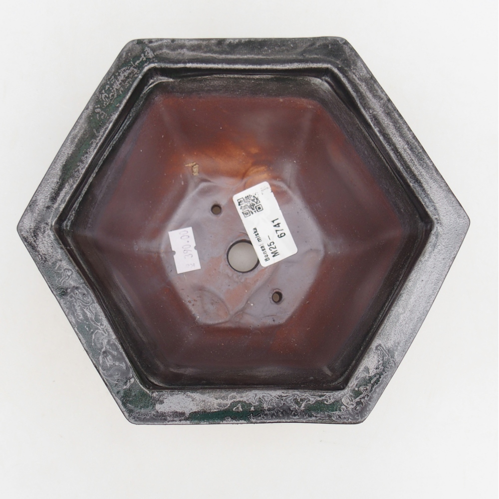 Bonsaischaal van keramiek 18,5 x 16,5 x 9 cm, zwart