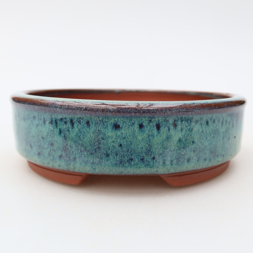 Bonsaischaal van keramiek 13 x 13 x 4 cm, groen