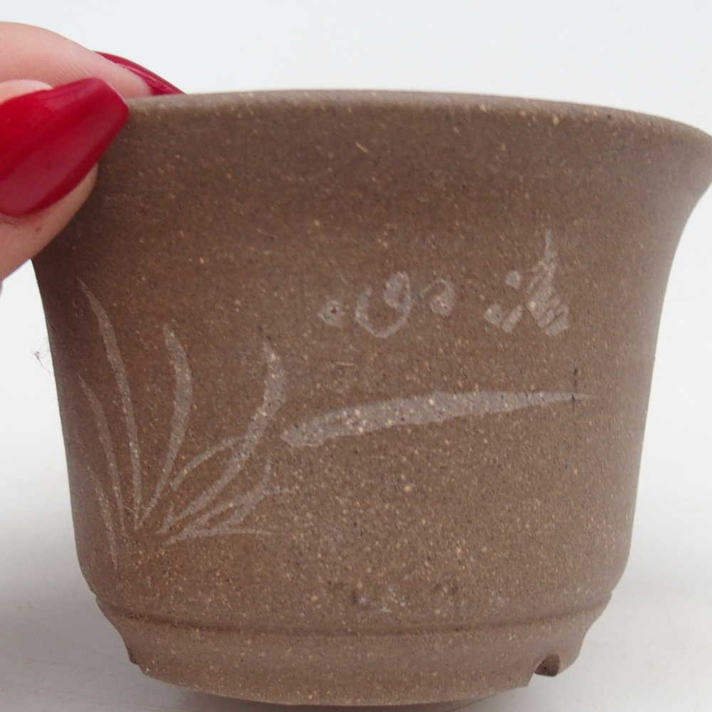 Bonsaischaal van keramiek 9,5 x 9,51 x 6,5 cm, kleur beige